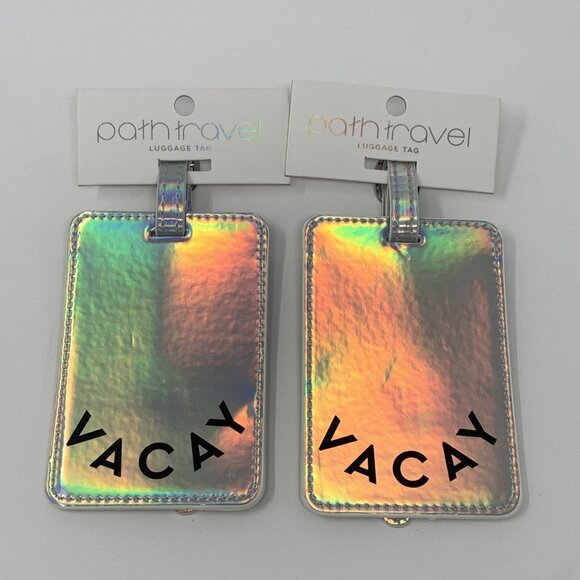 Luggage ID Tags for Carry On Bags Suitcase Backpack Travel VACAY Iridescent - Picture 2 of 5